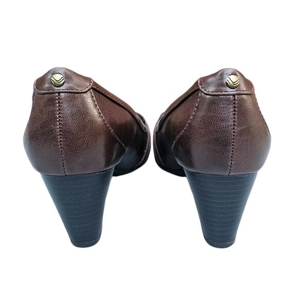 Brown Pumps Life Stride Odele Dress Loafer Size 9W Wide Synthetic Buckle Heeled - Picture 5 of 13